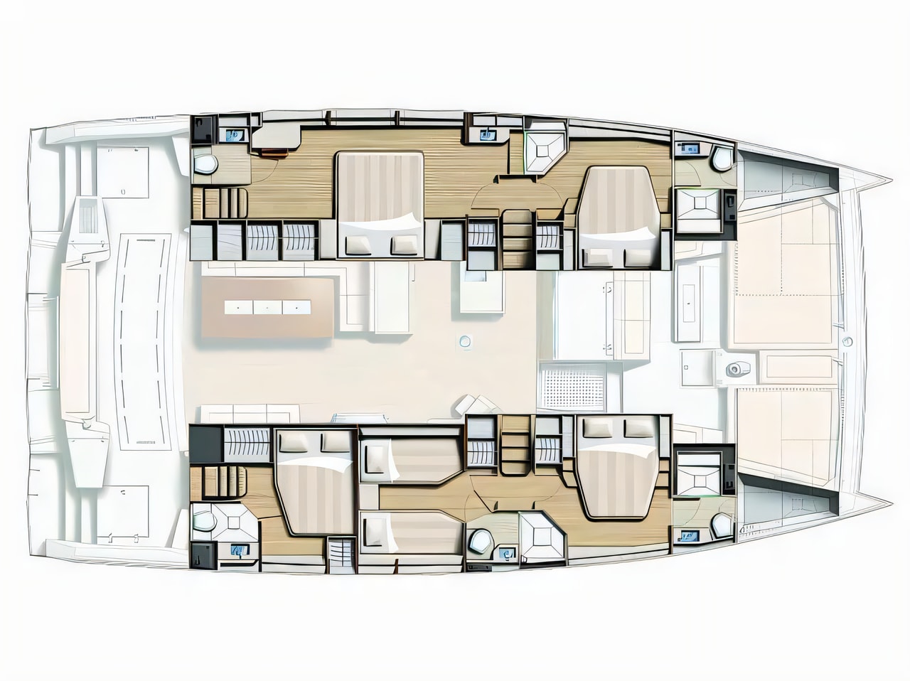 Interior of Bali 5.4 catamaran with 5 cabins Croatia yacht charter