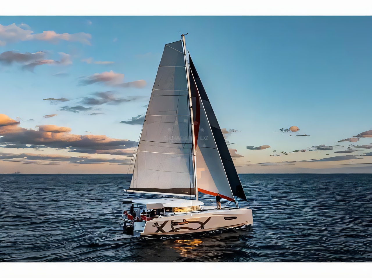 Exterior overview of Excess 14 catamaran for charter from Pula Tehnomont Marina Veruda in the Istria / Kvarner sailing area Croatia