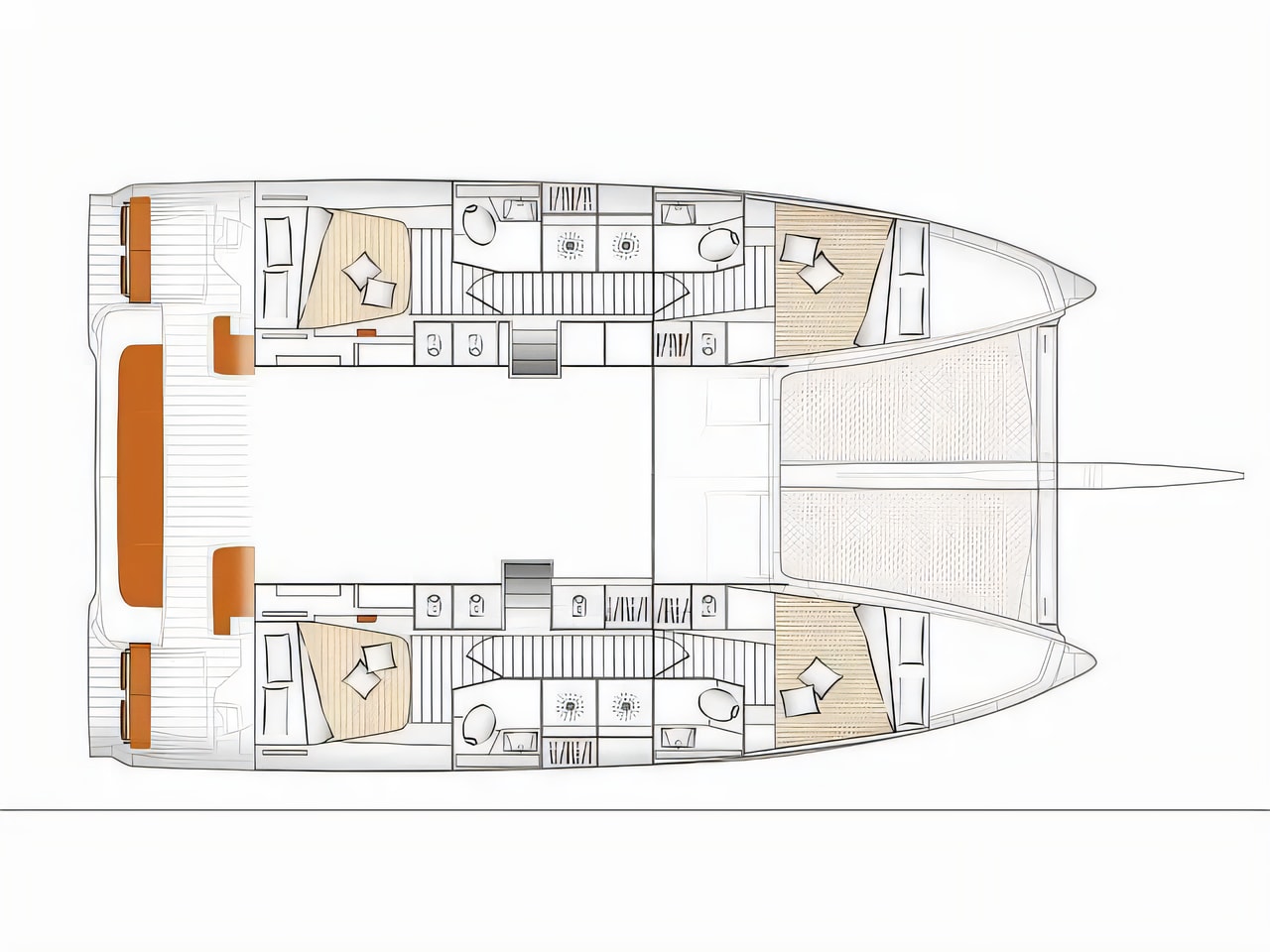 Interior of Excess 14 catamaran with 6 cabins Croatia yacht charter
