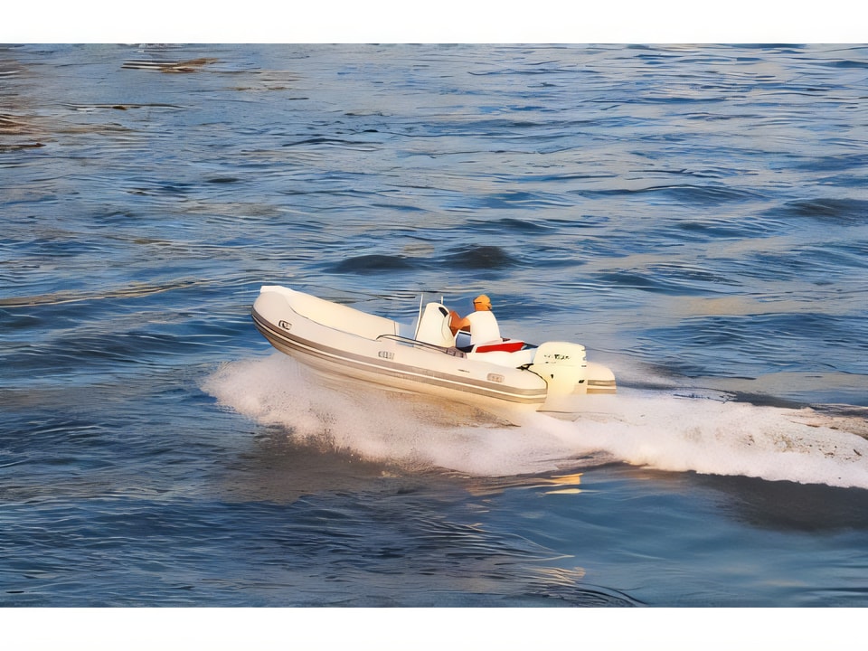 Exterior overview of Joymarc 490 motor boat for charter from SCT Marina Trogir in the Split sailing area Croatia