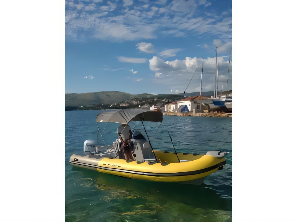 Exterior overview of Bura 560 motor boat for charter from SCT Marina Trogir in the Split sailing area Croatia