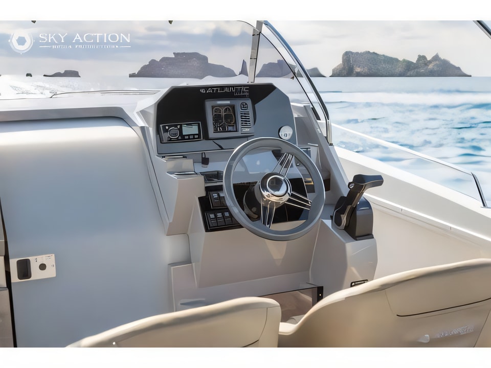Exterior overview of Atlantic 750 Open motor boat for charter from SCT Marina Trogir in the Split sailing area Croatia