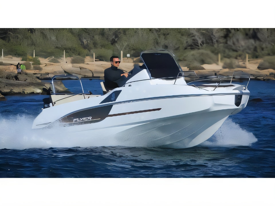 Exterior overview of Beneteau Flyer 5.5 Sundeck motor boat for charter from SCT Marina Trogir in the Split sailing area Croatia