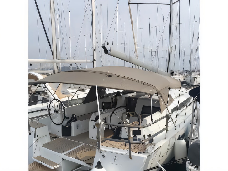 Exterior overview of Sun Odyssey 490 sail boat for charter from Sukosan Marina Dalmacija in the Zadar sailing area Croatia