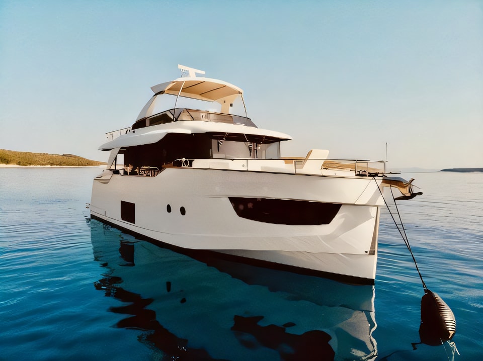 Exterior overview of Navetta 58 motoryacht for charter from Rogoznica Marina Frapa in the Sibenik sailing area Croatia