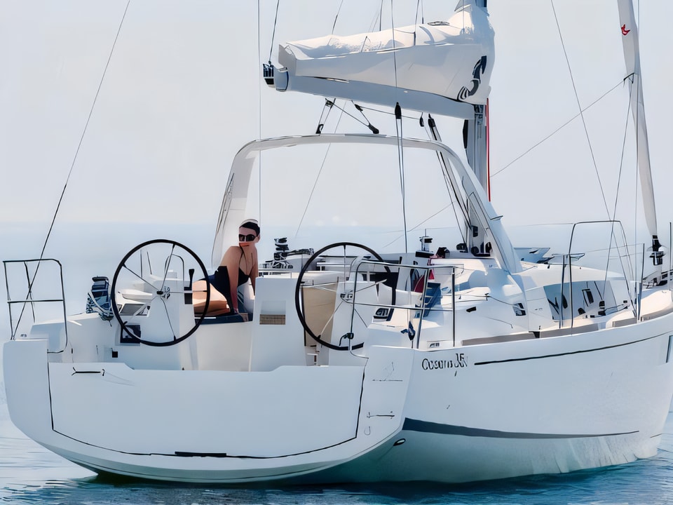Exterior overview of Oceanis 35.1 sail boat for charter from Trogir ACI Marina in the Split sailing area Croatia