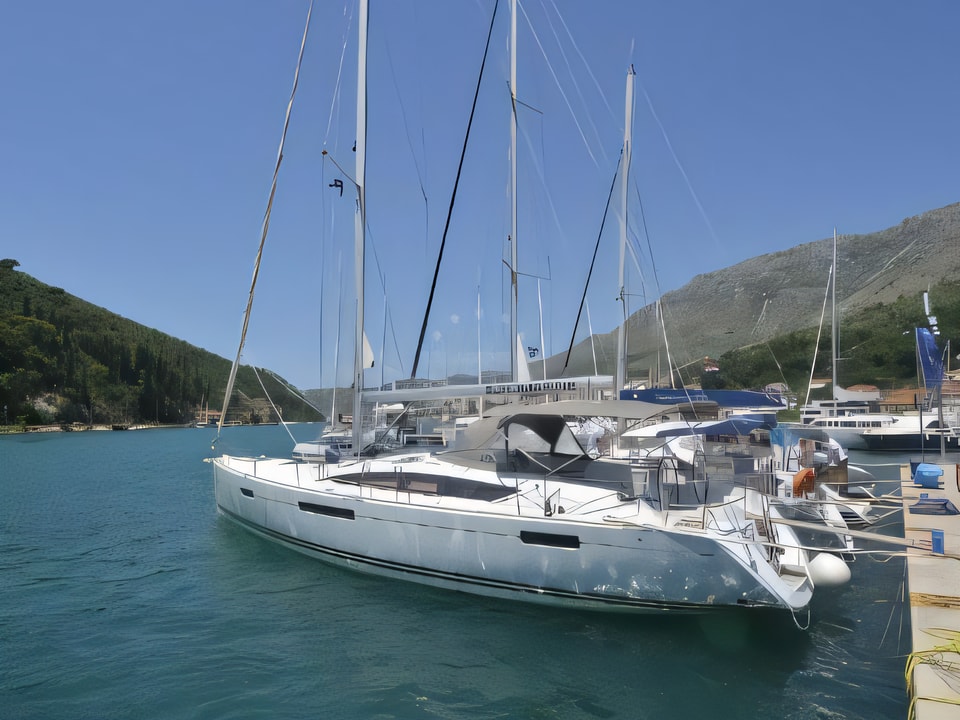 Exterior overview of Jeanneau 53 sail boat for charter from Dubrovnik ACI Marina in the Dubrovnik sailing area Croatia