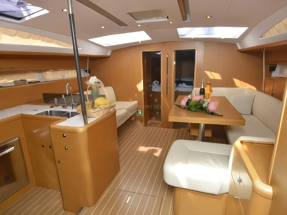 Interior of Jeanneau 53 sail boat with 5 cabins Croatia yacht charter