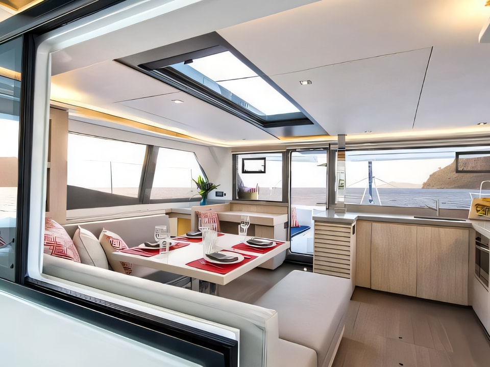 Interior of Moorings 4500 catamaran with 5 cabins Croatia yacht charter