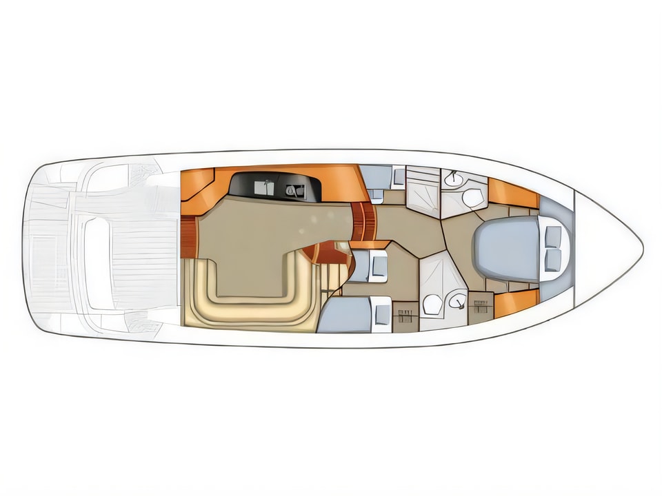 Layout of Mirakul 40 HT motor boat with 3 cabins Croatia yacht charter