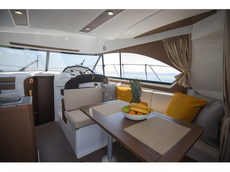 Interior of Antares 36 Fly motor boat with 2 cabins Croatia yacht charter
