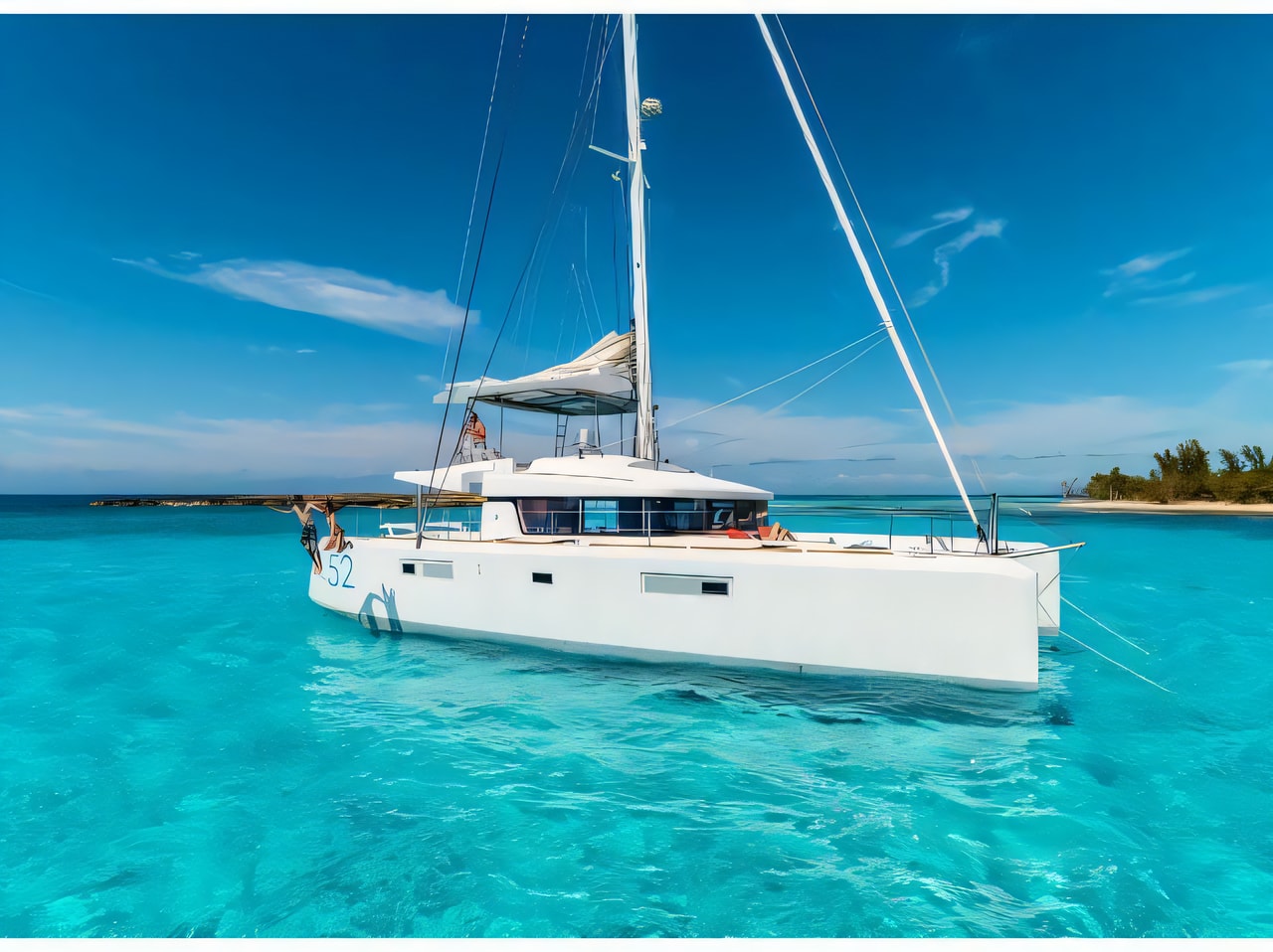 Exterior overview of Lagoon 52 F owner version catamaran for charter from Kastela Gomilica Marina in the Split sailing area Croatia