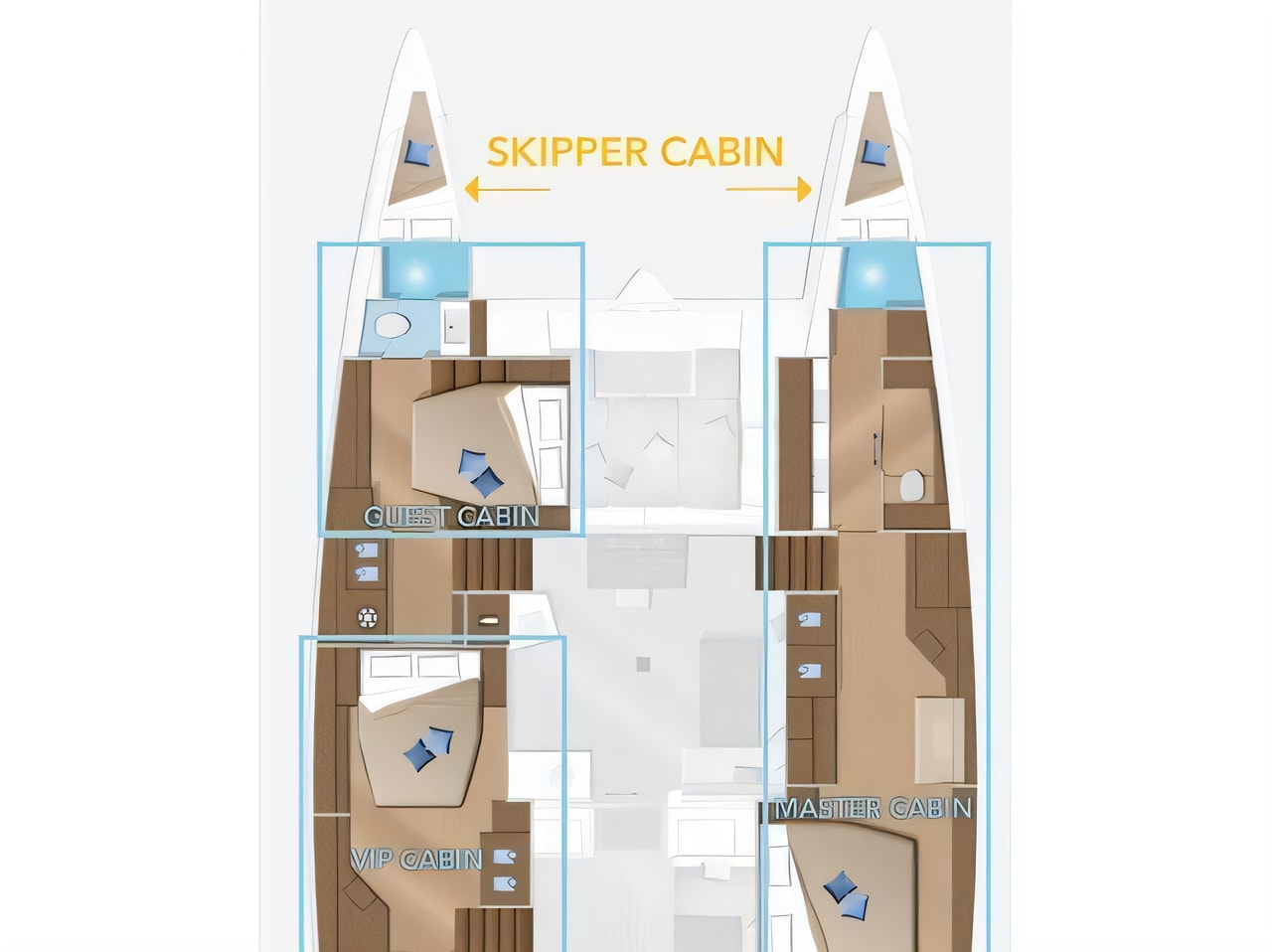 Interior of Lagoon 52 F owner version catamaran with 3 cabins Croatia yacht charter