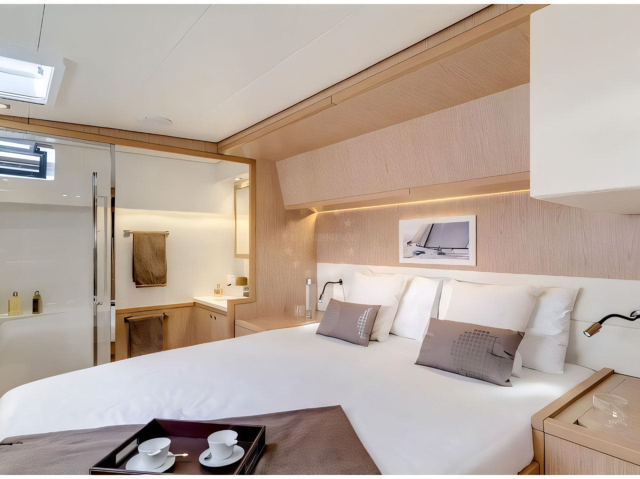 Layout of Lagoon 52 F owner version catamaran with 3 cabins Croatia yacht charter
