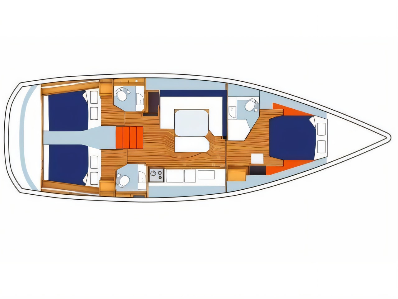 Interior of Sunsail 47 / 3 sail boat with 3 cabins Croatia yacht charter