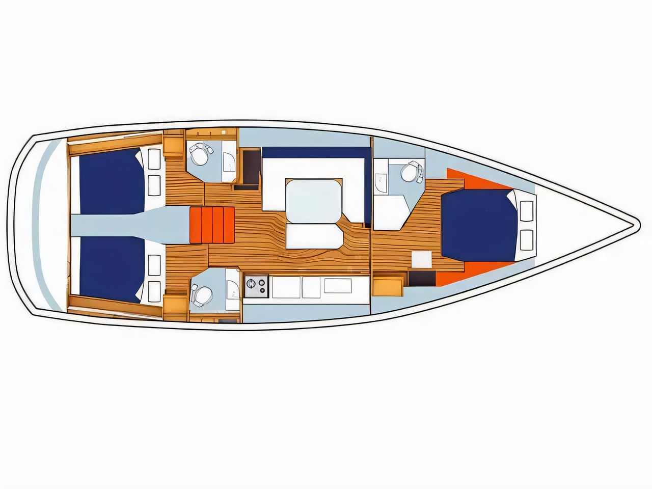 Interior of Sunsail 47 / 3 sail boat with 3 cabins Croatia yacht charter