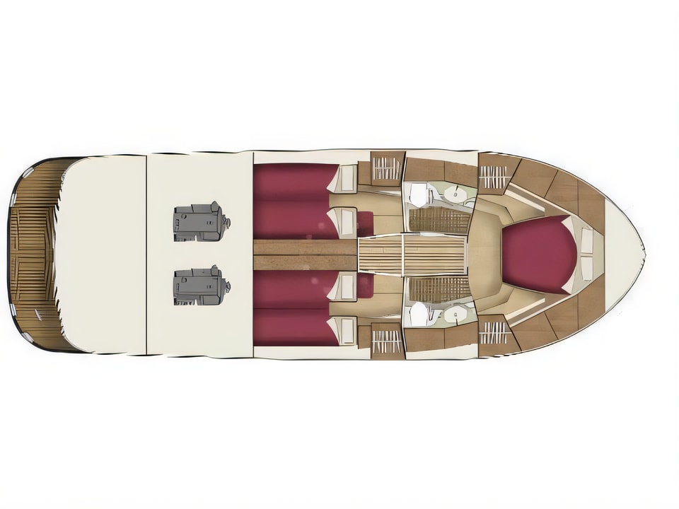 Layout of ADRIANA 44 BT motor boat with 3 cabins Croatia yacht charter