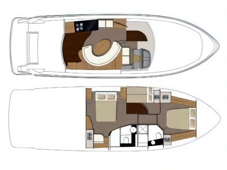 Sealine T 50 yacht layout 3 cabins Croatia charter
