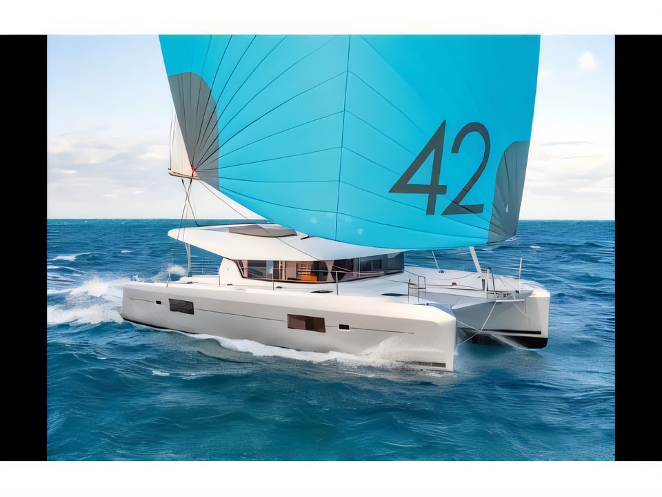 Exterior overview of Lagoon 42 2019 - MALA KATE I - skippered catamaran for charter from Slano ACI Marina in the Dubrovnik sailing area Croatia