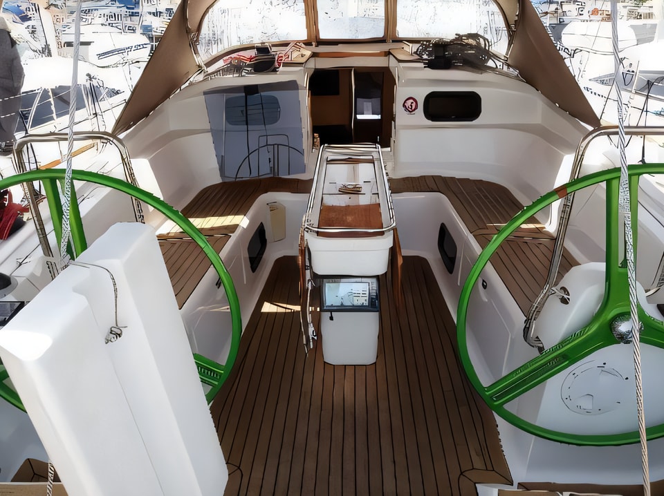 Exterior overview of Elan Impression 444 sail boat for charter from Zadar Marina Zadar in the Zadar sailing area Croatia