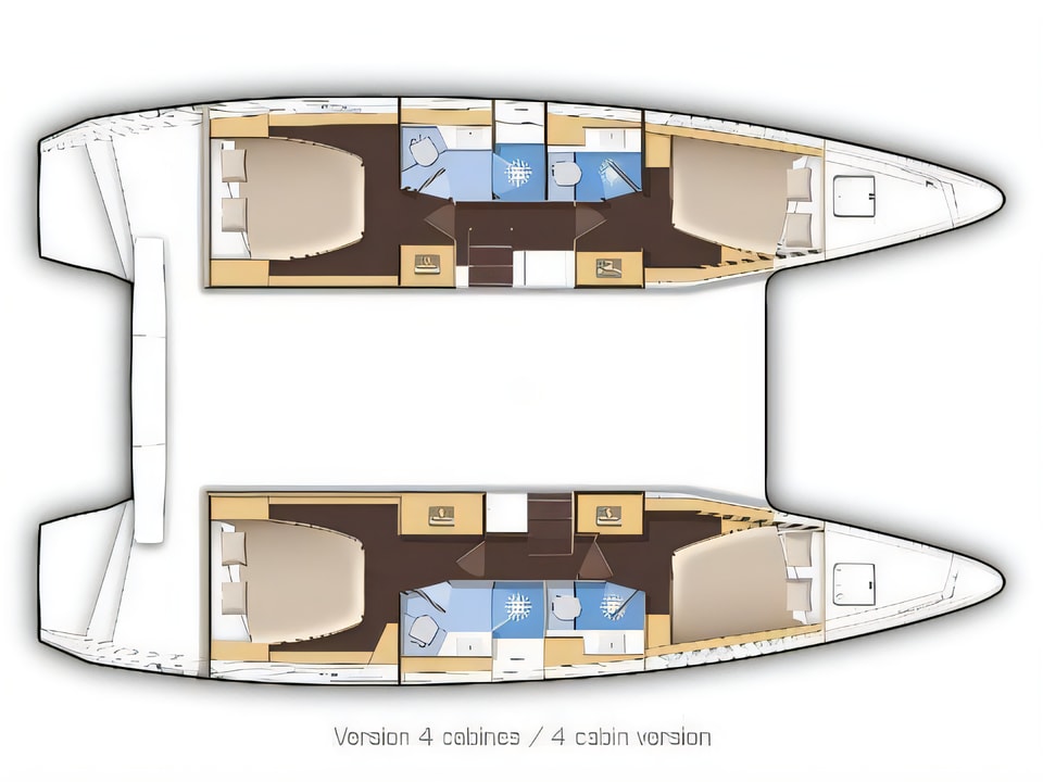 Layout of Lagoon 42 2017 - MALA KATE - skippered catamaran with 4 cabins Croatia yacht charter
