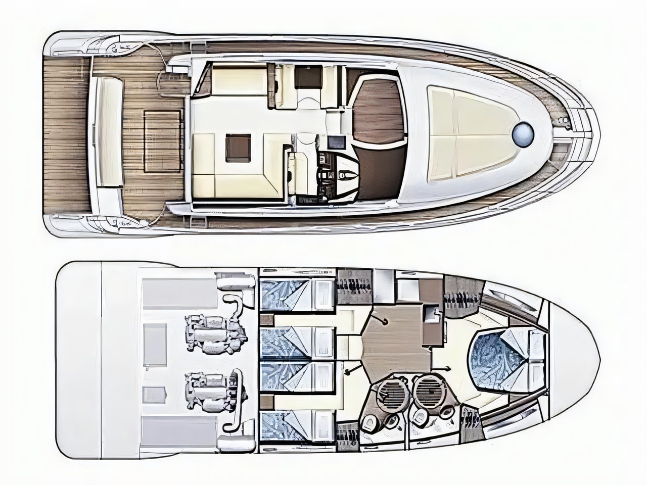 Interior of Azimut 47 Fly motoryacht with 3 cabins Croatia yacht charter
