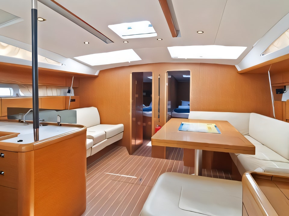 Interior of Jeanneau 53 sail boat with 5 cabins Croatia yacht charter