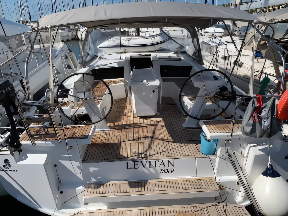Exterior overview of Oceanis 46.1 sail boat for charter from Sukosan Marina Dalmacija in the Zadar sailing area Croatia