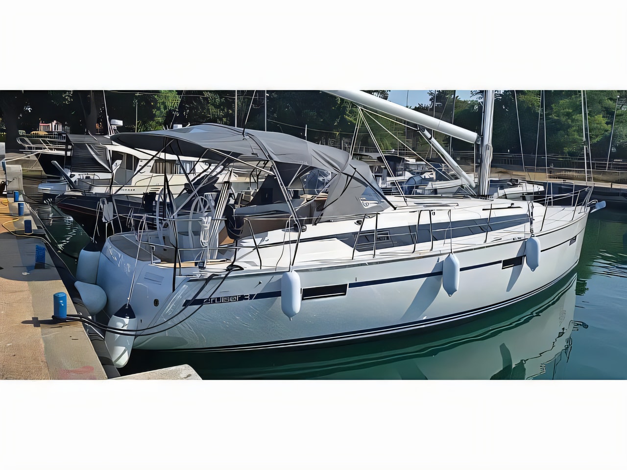 Exterior overview of Bavaria Cruiser 37 sail boat for charter from Zadar Marina in the Kornati sailing area Croatia