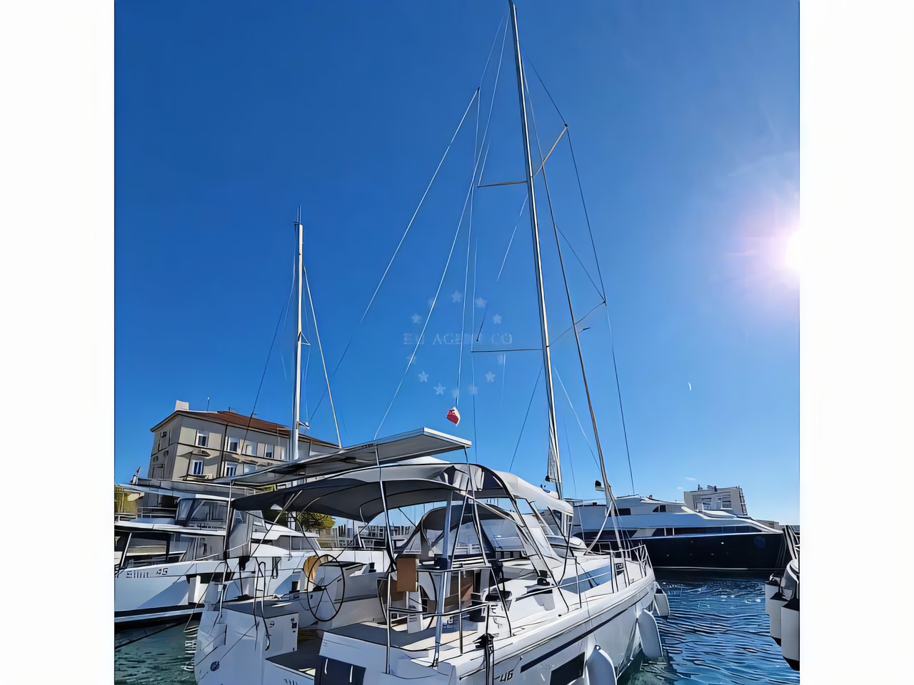 Exterior overview of Bavaria C46 sail boat for charter from Zadar Marina in the Kornati sailing area Croatia