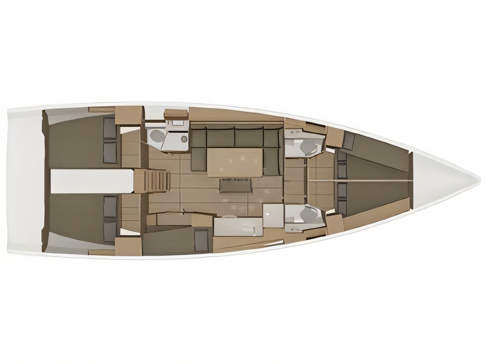Layout of Dufour 460 sail boat with 5 cabins Croatia yacht charter