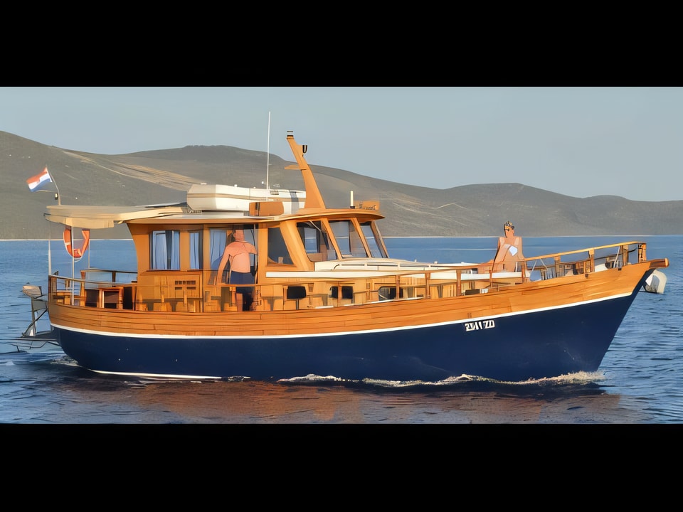 Exterior overview of Model Luka motor boat for charter from Zadar Marina Zadar in the Zadar sailing area Croatia