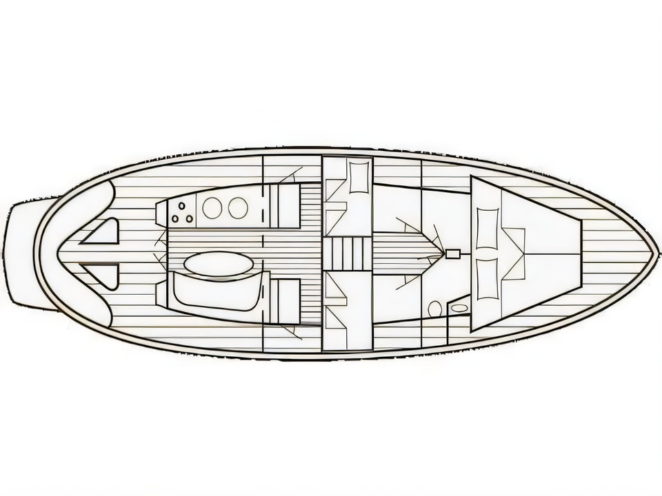 Layout of Model Luka motor boat with 3 cabins Croatia yacht charter