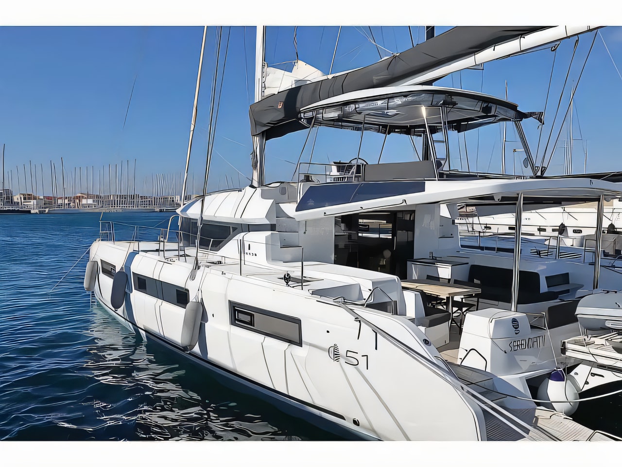 Exterior overview of Lagoon 51 - owner version catamaran for charter from Sukosan Marina Dalmacija in the Zadar sailing area Croatia