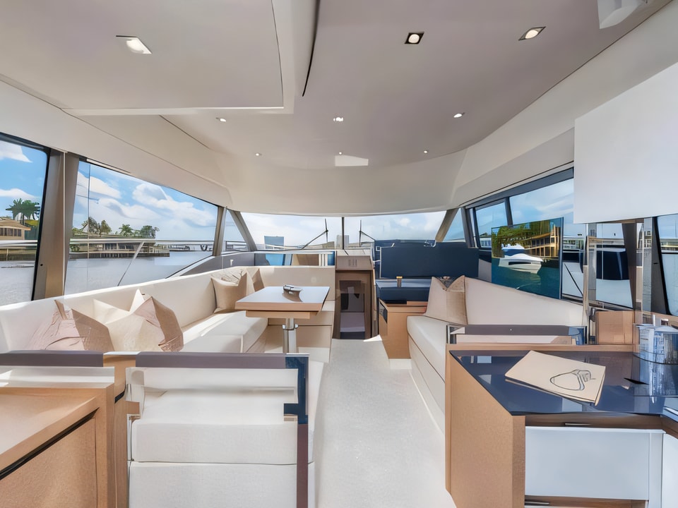 Interior of Prestige 460 motoryacht with 3 cabins Croatia yacht charter