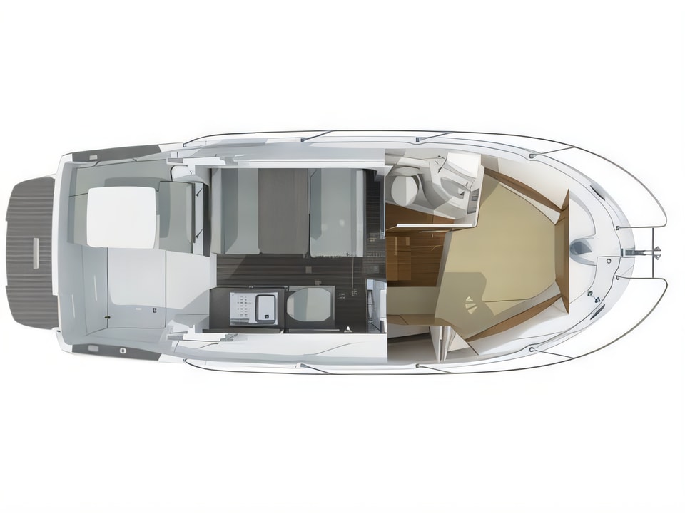 Layout of Antares 8 motor boat with 1 cabins Croatia yacht charter