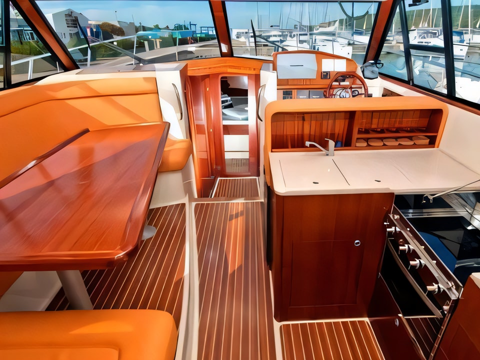 Interior of Adriana 44 motor boat with 3 cabins Croatia yacht charter