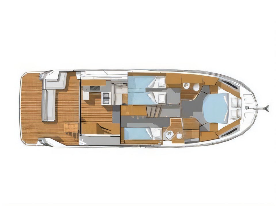 Layout of Swift Trawler 41 motor boat with 3 cabins Croatia yacht charter