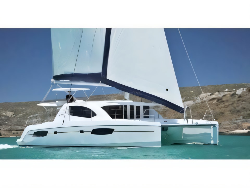 Exterior overview of Leopard 44 catamaran for charter from Vodice ACI Marina in the Sibenik sailing area Croatia