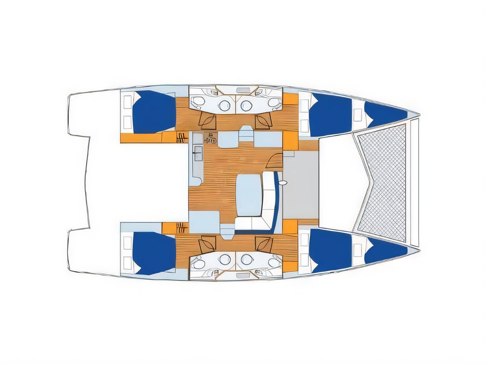 Layout of Leopard 44 catamaran with 4 cabins Croatia yacht charter
