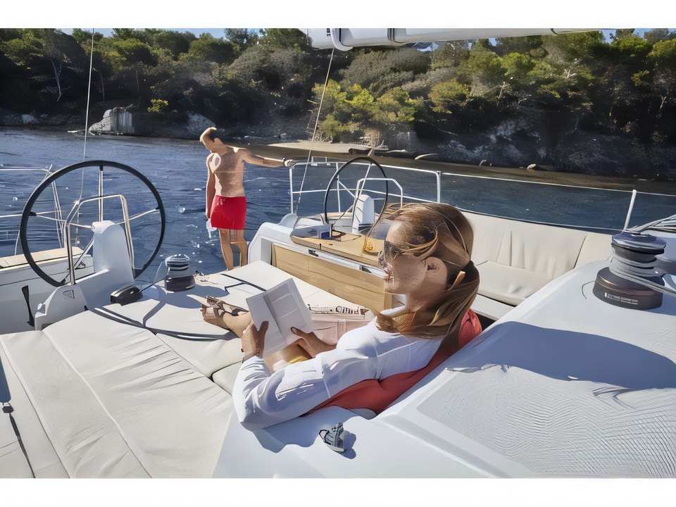 Exterior overview of Sun Odyssey 440 sail boat for charter from Sukosan Marina Dalmacija in the Zadar sailing area Croatia