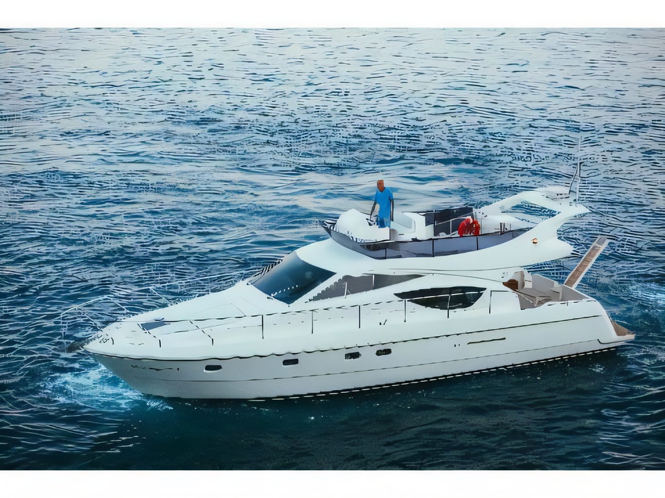 Exterior overview of Ferretti 460 motoryacht for charter from Split ACI Marina in the Split sailing area Croatia