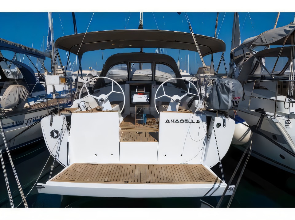 Exterior overview of Hanse 345 sail boat for charter from Biograd Marina Kornati in the Kornati sailing area Croatia