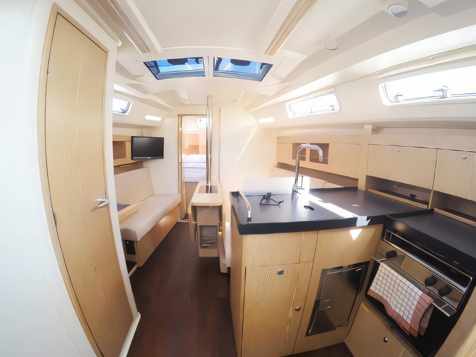 Interior of Hanse 345 sail boat with 3 cabins Croatia yacht charter