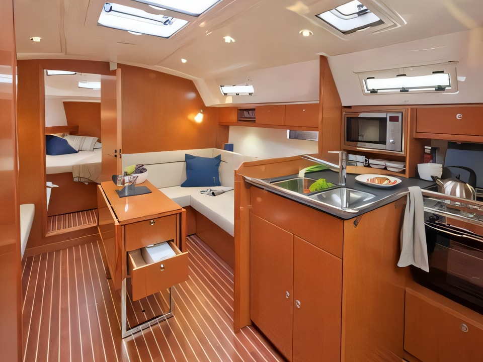 Interior of Bavaria Cruiser 36 sail boat with 3 cabins Croatia yacht charter