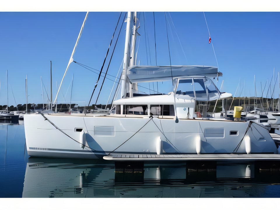 Exterior overview of Lagoon 400 catamaran for charter from Sibenik Marina Mandalina in the Sibenik sailing area Croatia