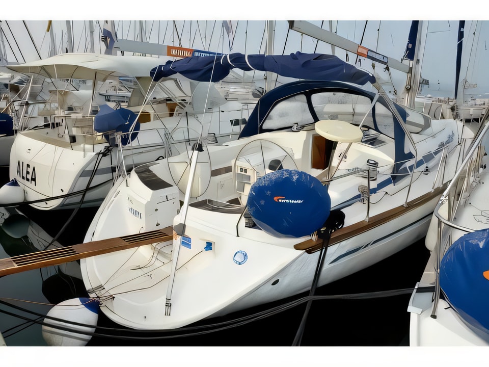 Exterior overview of Bavaria 44 Cruiser sail boat for charter from Biograd Marina Kornati in the Kornati sailing area Croatia