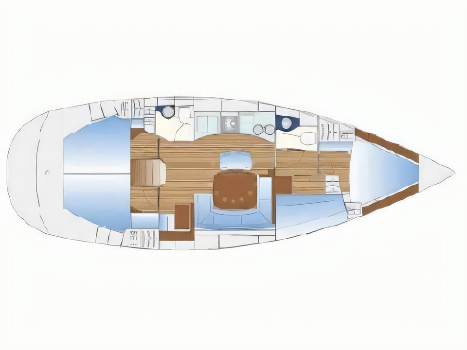 Layout of Bavaria 44 Cruiser sail boat with 4 cabins Croatia yacht charter