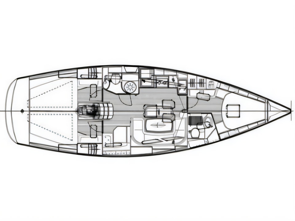 Layout of Bavaria 40 Cruiser sail boat with 3 cabins Croatia yacht charter