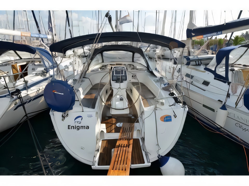 Exterior overview of Bavaria 38 cruiser sail boat for charter from Biograd Marina Kornati in the Kornati sailing area Croatia